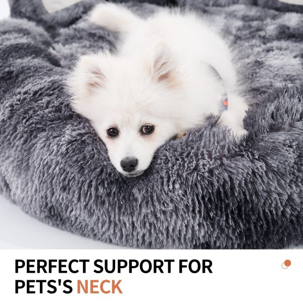 Cute Round Calming Dog Bed of Paw Shape, Cat Large Plush Dog Donut Bed for Medium Large Breed Dog, Soft, Comfy, and Cozy cat Bed (Dark Brown) - Image 7