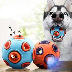 WishLotus Light Up Dog Ball LED Flashing Dog Balls Jumping Interactive Dog Chew Toys Play Balls Orange Purple Durable Rubber Ball for Cats Small Medium Large Dogs Animal