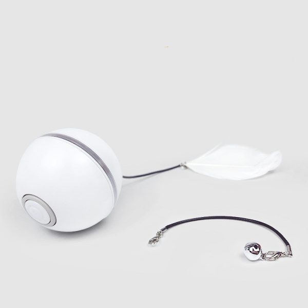LED Laser Electronic Rolling Cat Toy Ball – USB Rechargeable, Replaceable Magnetic Feather, ABS Material, 7.0CM, Pet Supplies - Image 2
