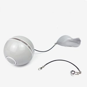 LED Laser Electronic Rolling Cat Toy Ball – USB Rechargeable, Replaceable Magnetic Feather, ABS Material, 7.0CM, Pet Supplies
