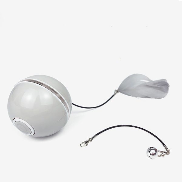 LED Laser Electronic Rolling Cat Toy Ball – USB Rechargeable, Replaceable Magnetic Feather, ABS Material, 7.0CM, Pet Supplies