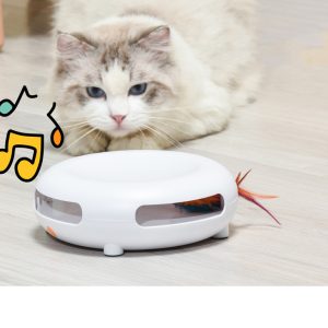 Smart Interactive Cat Toy, Spinning Turntable Game Pet Training Tool, White, Electric Cat Toy
