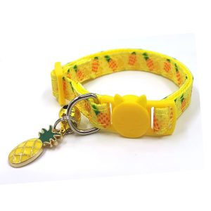 MUZIEBA Adjustable Pet Print Bell Cat Collar, Nylon Cat Strap with Fruit Design, Soft, Safe, All Seasons