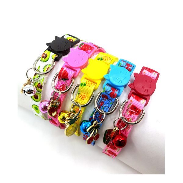 MUZIEBA Adjustable Pet Print Bell Cat Collar, Nylon Cat Strap with Fruit Design, Soft, Safe, All Seasons - Image 3