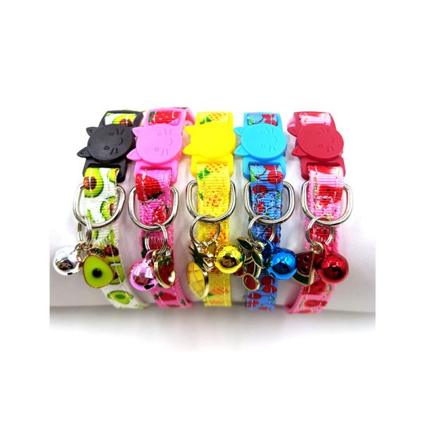 MUZIEBA Adjustable Pet Print Bell Cat Collar, Nylon Cat Strap with Fruit Design, Soft, Safe, All Seasons - Image 5