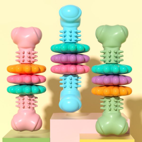 tedcae TPR Petal Tri-Ring Bone Type Teething Toy, Dog Squeaky Toys for Aggressive Chewers, Durable Dog Chew Toys for Large Medium Breed Dog, Dog Toys, Tough Durable Dogs Toys with Natural Rubber - Image 8