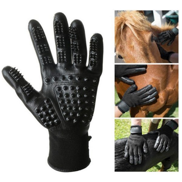 Pet Deshedding Glove, Grooming Glove for Dog and Cat, Left & Right Gentle De-Shedding Glove Brush, Black - Image 3