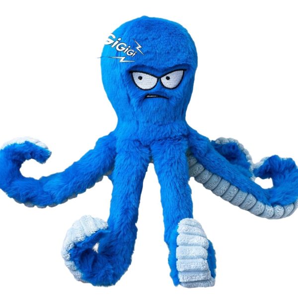 LEGEND SANDY Tough Dog Toys, Stuffed Chew Large Dog Toys to Keep Them Busy, Interactive Squeaky Tug of War Doggie Toy, Crinkle Blue Octopus - Image 5