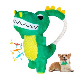 Dog Boredom Busters, Dinosaur Plush Dog Toys, Tough Plush Dog Toys, Pet Boredom Relief Toys with Durable Plush Design for Camping Trips, Picnics and Outdoor Gatherings