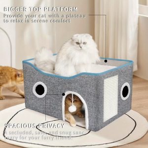 Super Wide Indoor Cat House for Large Cats – Foldable & Portable Pet Shelter – Ideal for Travel, Amazon & Walmart Platform