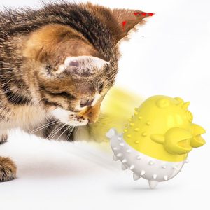 Electric Vibration Cat Toys, TPR Chew Toy for Cats, USB Rechargeable, 360° Enclosure, Safe for Cat Gums