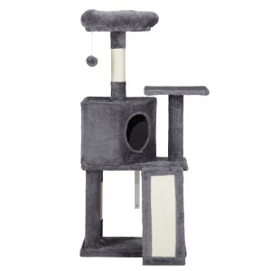 Cat Tree Cat Tower for Indoor Cats, 47in Cat Tower Multi-Level Durable Cat Scratching Post & Cozy Fun Cat Jumping Platform Space Saving Cat Condo Pet Play House for Indoor Cats,Dark Grey