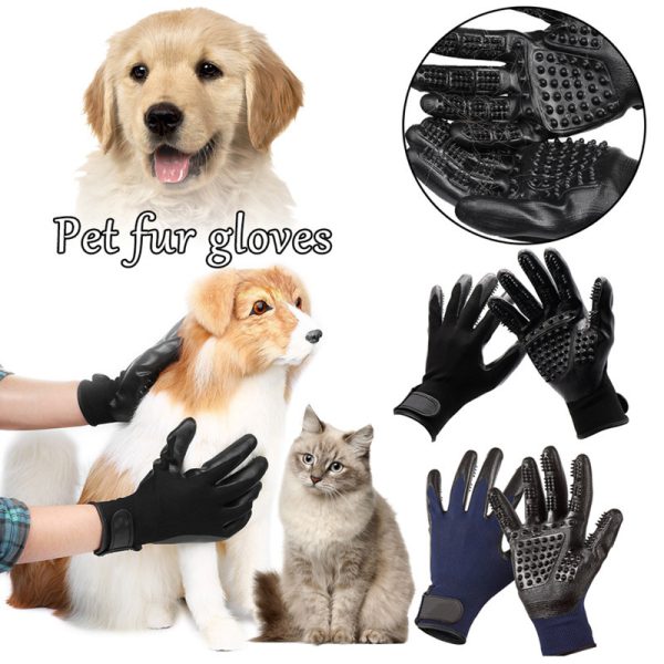 Pet Deshedding Glove, Grooming Glove for Dog and Cat, Left & Right Gentle De-Shedding Glove Brush, Black - Image 2