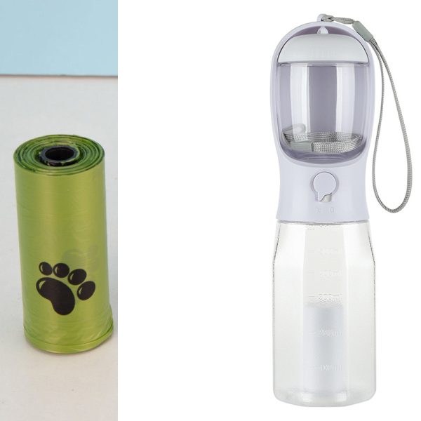 MCOURASOY Pet Water Bottle, Portable Dog Water Bottle Dispenser with Poop Bag, 20oz Leak Proof Dog Travel Water Bottle with Feeder - Puppy Water Bottles for Walking, Hiking, Camping - Image 3
