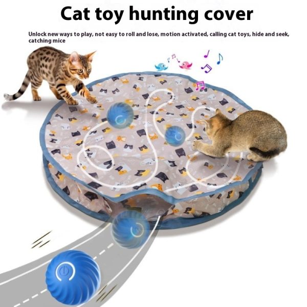 Interactive Cat Toys Ball Fast Rolling in Pouch, Motion Activate Chirping Cat Toy Hide and Seek Mouse Catching Game - Image 3