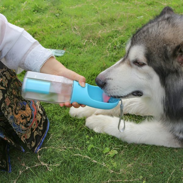MCOURASOY Pet Water Bottle, Portable Dog Water Bottle Dispenser with Poop Bag, 20oz Leak Proof Dog Travel Water Bottle with Feeder - Puppy Water Bottles for Walking, Hiking, Camping - Image 2