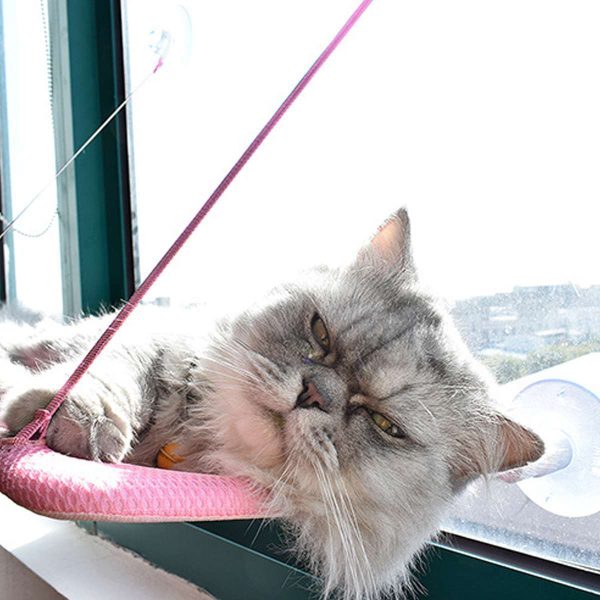 Pet Beds 25KG Cat Hammock Window Mounted Cat Hammock Pet Seat Super Suction Cup Hanging Cat Lounger Soft Warm Bed Cat Bed (Color : Pink) - Image 4