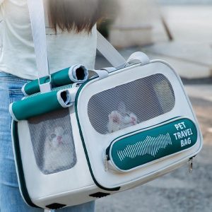 Pet Carrier Bag Soft Sided Collapsible Portable PET Travel Carrier Bag Pet Carrier for Dogs Cats Airline Approved Carrier Soft Sided, (Green)