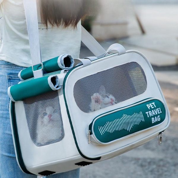 Pet Carrier Bag Soft Sided Collapsible Portable PET Travel Carrier Bag Pet Carrier for Dogs Cats Airline Approved Carrier Soft Sided, (Green)