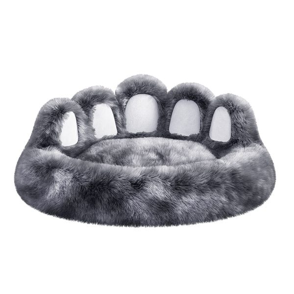 Cute Round Calming Dog Bed of Paw Shape, Cat Large Plush Dog Donut Bed for Medium Large Breed Dog, Soft, Comfy, and Cozy cat Bed (Dark Brown) - Image 3