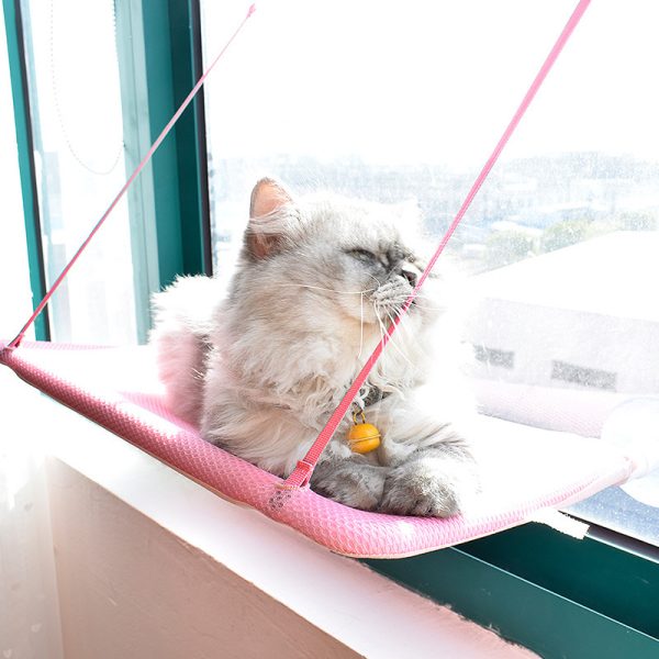 Pet Beds 25KG Cat Hammock Window Mounted Cat Hammock Pet Seat Super Suction Cup Hanging Cat Lounger Soft Warm Bed Cat Bed (Color : Pink) - Image 2