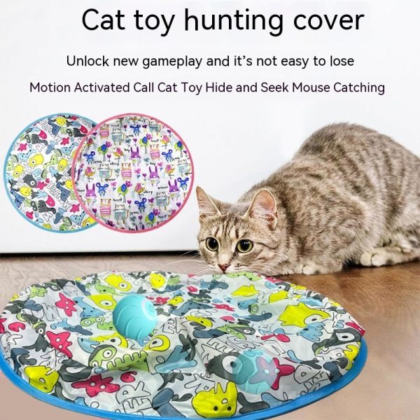 Interactive Cat Toys Ball Fast Rolling in Pouch, Motion Activate Chirping Cat Toy Hide and Seek Mouse Catching Game