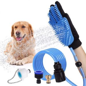 Pet Grooming Glove Dark Blue - Pet Hair Glove Remover Gentle Deshedding Brush Comb Tool Pet Massage Mitt with Enhanced Long/Short Fur (Left-Hand)