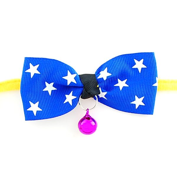 Adjustable Pet Bow Tie for Dogs and Cats, Polyester Bow with Copper Bell and, Neck Strap Fits Up to 22 Inches - Image 4
