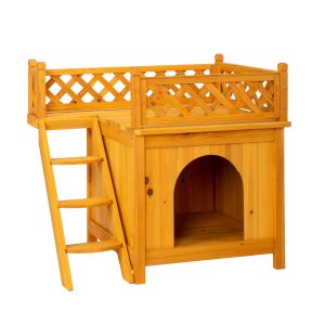 Outdoor Cat House, 2-Story Wooden Feral Cat House for Outdoor and Indoor, Pet House Cat Houses & Condos with Stairs