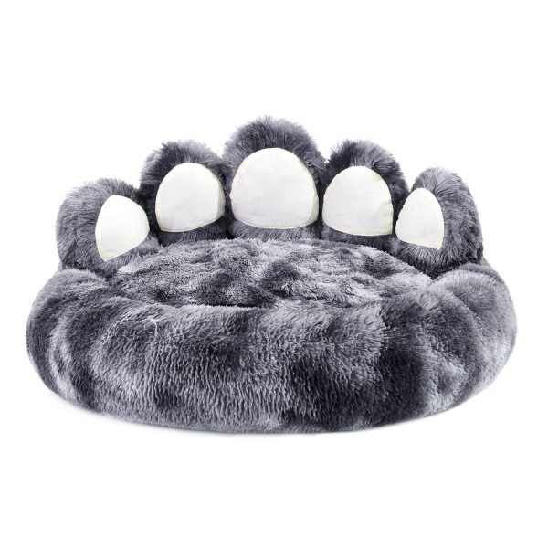 Cute Round Calming Dog Bed of Paw Shape, Cat Large Plush Dog Donut Bed for Medium Large Breed Dog, Soft, Comfy, and Cozy cat Bed (Dark Brown) - Image 2