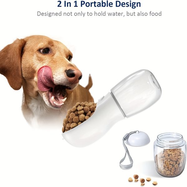 MYOWELL 2 In 1 Portable Dog Water Bottle - Leak Proof Dog Water Bottle with Food Container, Travel Water Dispenser 12oz+6oz for Pets, for Walking, Hiking, and Outdoor Use - Image 2