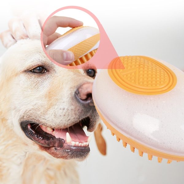 Dog Grooming Brush, Soap Dispenser, Soothing Massage, Soft Bristles - For Dogs and Cats (16 x 7.5 cm) - Image 3