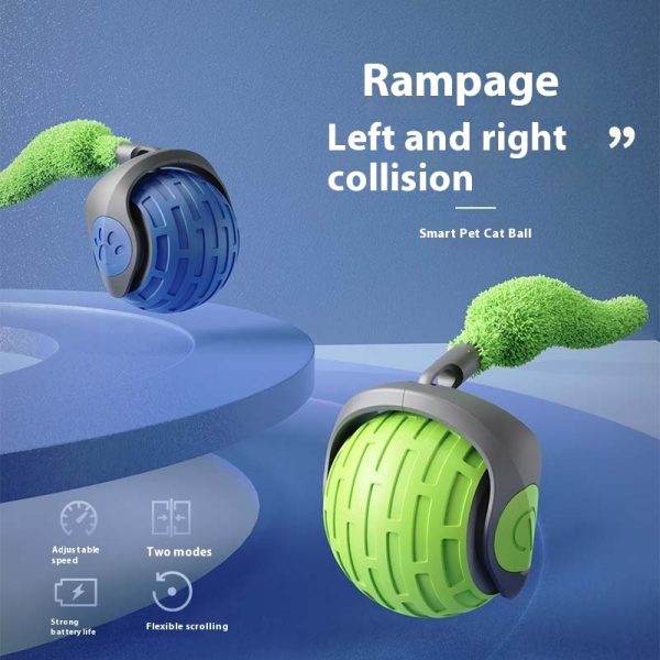 Interactive Cat Speedy Tail Toy, Automatic Moving Cat Toy Ball, USB Rechargeable, Two Speed Adjustment, with Replacement Tail - Image 2