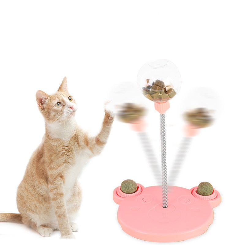Cat Ball Track Toy, Wear and Tear Resistant Cute Bear Shape Base Leaky Food Design Plastic Cat Dispenser Toy with Spring for Small Dogs - Image 9