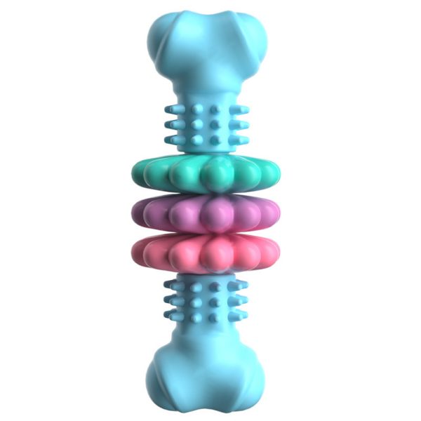 tedcae TPR Petal Tri-Ring Bone Type Teething Toy, Dog Squeaky Toys for Aggressive Chewers, Durable Dog Chew Toys for Large Medium Breed Dog, Dog Toys, Tough Durable Dogs Toys with Natural Rubber - Image 5