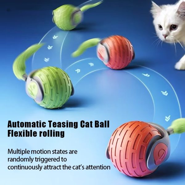 Interactive Cat Speedy Tail Toy, Automatic Moving Cat Toy Ball, USB Rechargeable, Two Speed Adjustment, with Replacement Tail - Image 9