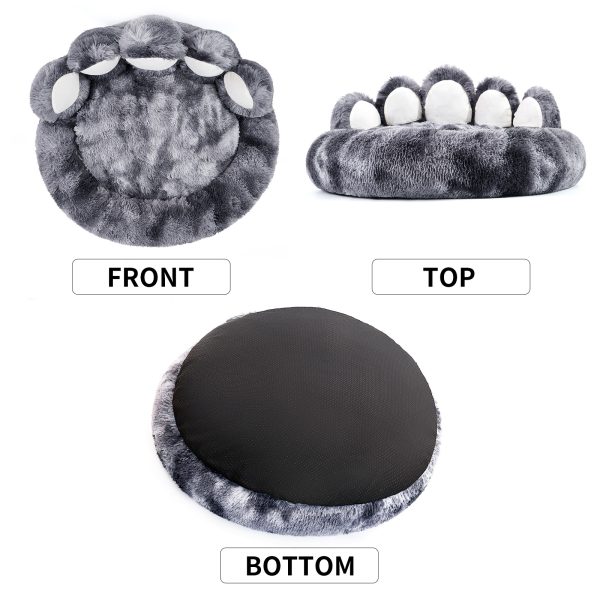 Cute Round Calming Dog Bed of Paw Shape, Cat Large Plush Dog Donut Bed for Medium Large Breed Dog, Soft, Comfy, and Cozy cat Bed (Dark Brown) - Image 8
