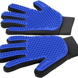 Pet Grooming Glove, Perfect for Dog, Cat, Rabbit with fur (short and long), Multi-role Bathing, Massaging, Grooming, Shedding, Blue
