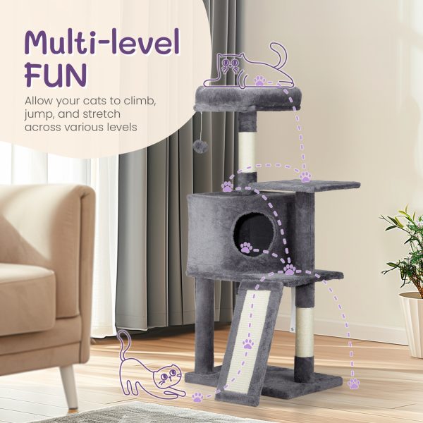 Cat Tree Cat Tower for Indoor Cats, 47in Cat Tower Multi-Level Durable Cat Scratching Post & Cozy Fun Cat Jumping Platform Space Saving Cat Condo Pet Play House for Indoor Cats,Dark Grey - Image 8