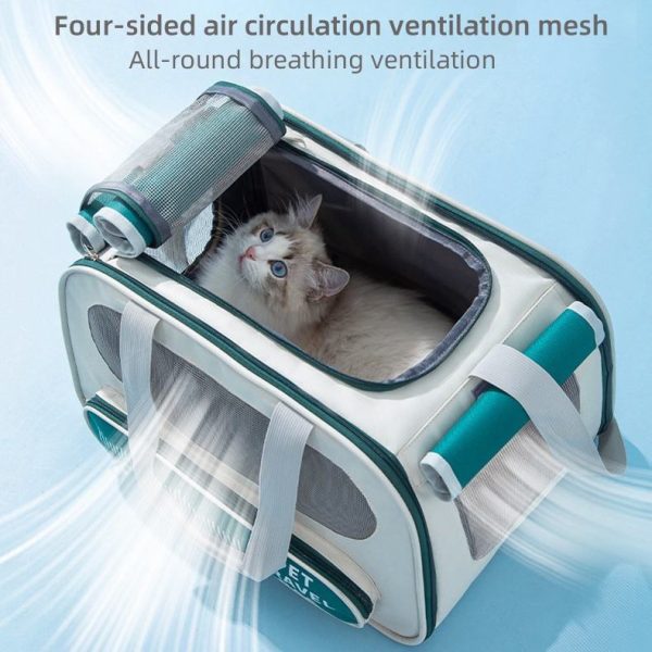 Pet Carrier Bag Soft Sided Collapsible Portable PET Travel Carrier Bag Pet Carrier for Dogs Cats Airline Approved Carrier Soft Sided, (Green) - Image 3