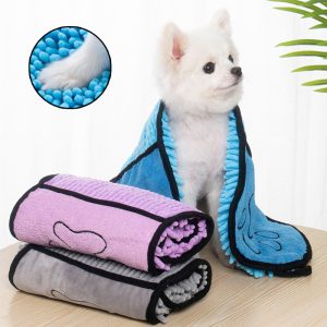 BaoFufc Microfiber Pet Bath Towel for Drying Puppy/Cat with Hfc Micrand Pockets for Pet Daily Pet Drying Towel