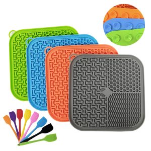 Slow Feeder Lick Mat for Dog & Cat, Food-Grade Silicone, 48 Suction Cups, Dishwasher Safe, Anxiety Relief