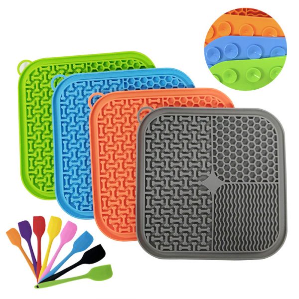 Slow Feeder Lick Mat for Dog & Cat, Food-Grade Silicone, 48 Suction Cups, Dishwasher Safe, Anxiety Relief