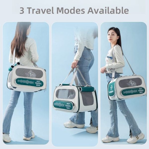 Pet Carrier Bag Soft Sided Collapsible Portable PET Travel Carrier Bag Pet Carrier for Dogs Cats Airline Approved Carrier Soft Sided, (Green) - Image 9