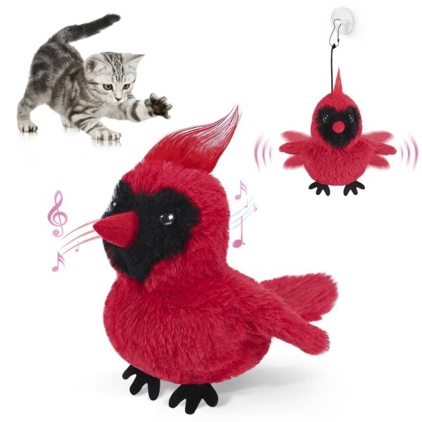AIPERRO Flapping Cardinal Cat Toys, Interactive Cat Exercise Toy with Lifelike Bird Chirp, USB Rechargeable Automatic Cat Kicker Catnip Toys for Bored Indoor Adult Cats Kittens - Image 2