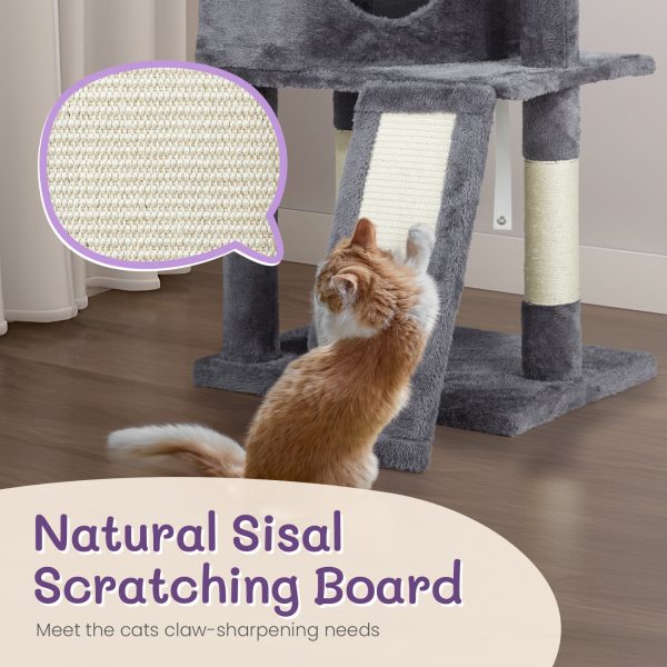 Cat Tree Cat Tower for Indoor Cats, 47in Cat Tower Multi-Level Durable Cat Scratching Post & Cozy Fun Cat Jumping Platform Space Saving Cat Condo Pet Play House for Indoor Cats,Dark Grey - Image 10