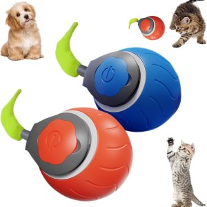Speedy Tail 2.0, (2 Pack) Automatic Moving Interactive Cat Toy Ball with Tail, Smart Cat Toy Ball for Indoor Cats, Two Speed Adjustment