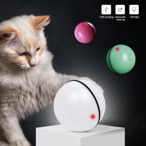 Pet Cat Toy Led Light Free Ball USB Charging, Smart Funny Cat Toy, Automatic Rolling Ball Motorized Entertainment for Pets, Automatic Electronic Shake