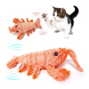 Electric Lobster Toy for Kids and, Pets, Interactive Tail, Swinging Plush, USB Rechargeable, Soft Fabric, 3 Motion Modes