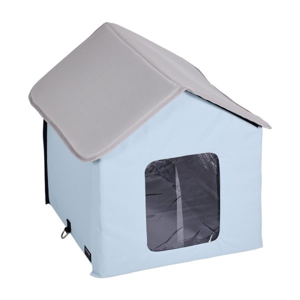 VEVOR Heated Cat House, Outdoor Kitty Shelter, 600D Oxford Cloth Foldable Cat Shelter with Heated Pad for Winter to Stay Warm and Cozy, Light Blue (Small) - Image 7
